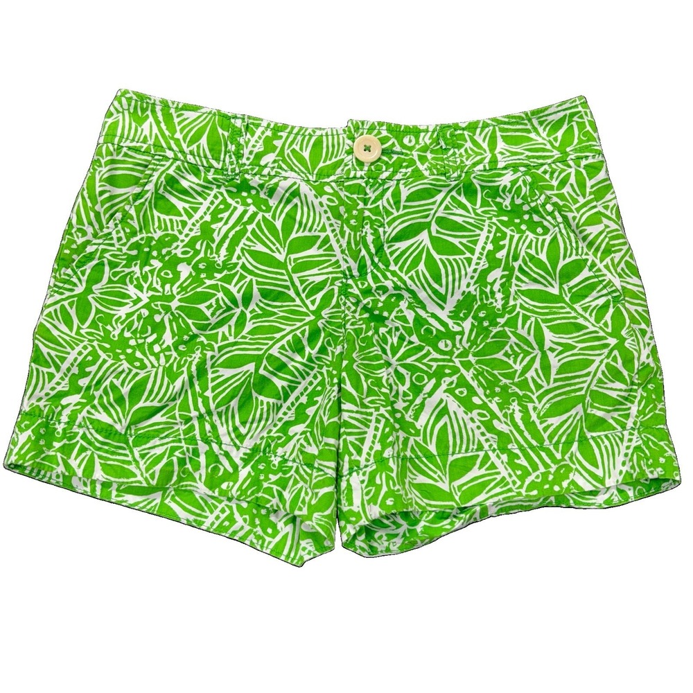 Lilly Pulitzer Callahan Shorts Womens Size‎ 2 Green White Leaf Print Resort